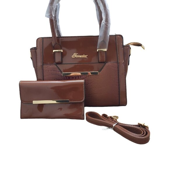 Set of thin bags or wallets for women, Brown Color, medium size. - Picture 1 of 8